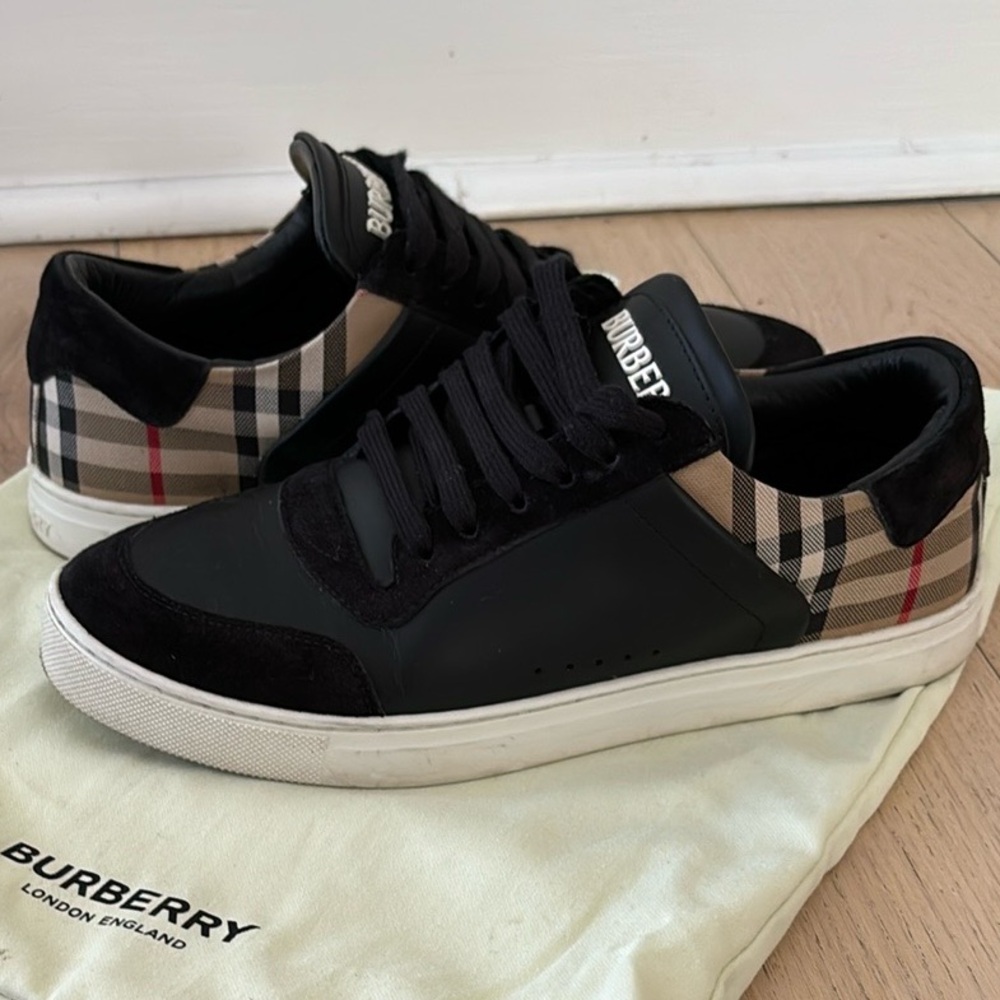 Burberry Black and Plaid Sneakers